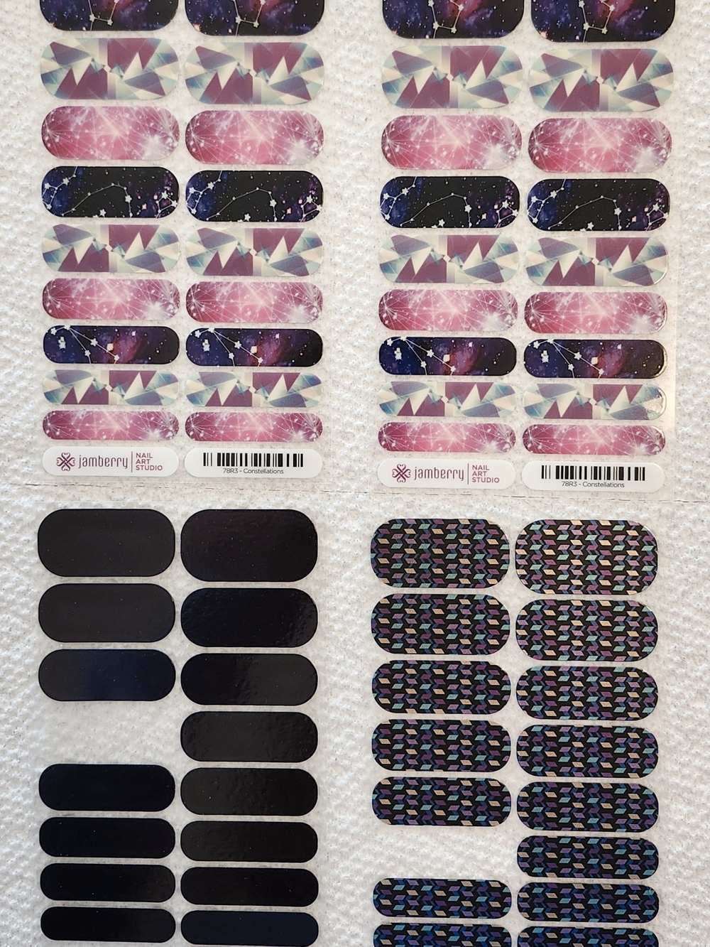 Jamberry Galaxy & Geometric, Multicolor & Solid Sparkle Nail Wraps